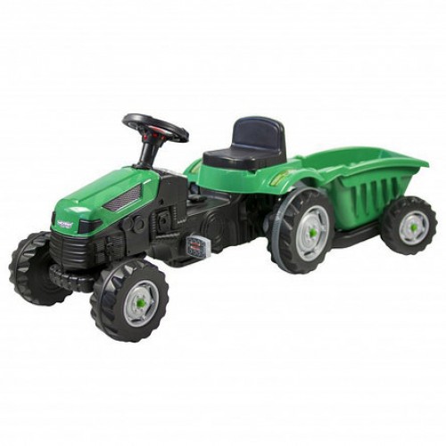 Трактор на педалях с прицепом зеленый Woopie 28286 