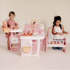 Ігровий центр для ляльок Smoby Toys Бебі Ньорс Терракотовий пудровий, 3 зони, 23 аксесуари (7600220394)