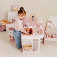 Ігровий центр для ляльок Smoby Toys Бебі Ньорс Терракотовий пудровий, 3 зони, 23 аксесуари (7600220394)