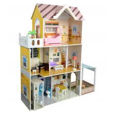 Ігровий ляльковий будиночок для барбі FunFit Kids 3045 + тераса + 2 ляльки LED підсвітка