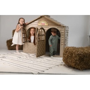 Детский игровой домик со шторками на основе пшеничной соломы ТМ Doloni 