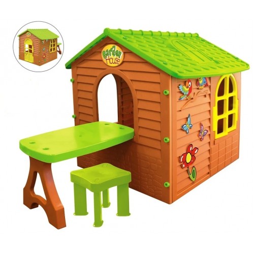 Детский игровой домик со столиком и табуретом Mochtoys 11045 