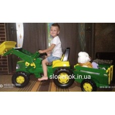 Трактор педальный с прицепом и ковшом John Deere Rolly Toys 811496 