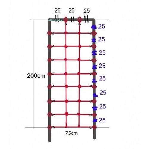 Сітка для лазіння з S-Hook, 0,75*2 м. Червоний