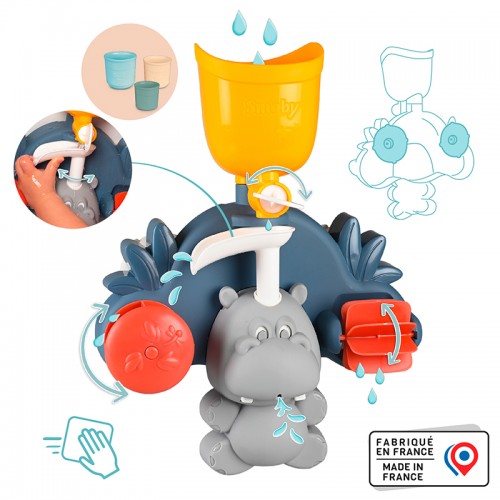 Іграшка для ванни Smoby Little Водяний млинок. Бегемот, з аксесуарами, 12міс.+
