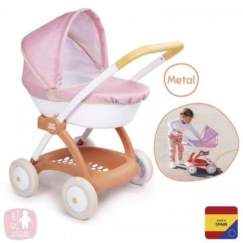 Коляска для ляльки Baby Nurse 'Теракотова пудра', люлька з корзиною, 18 міс.+