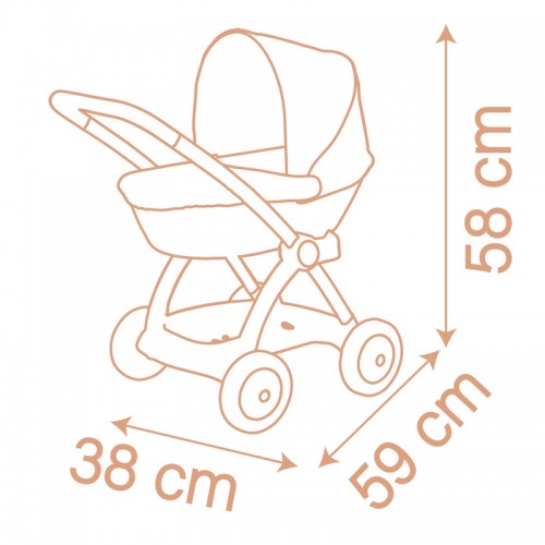 Коляска для ляльки Baby Nurse 'Теракотова пудра', люлька з корзиною, 18 міс.+