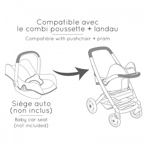 Коляска для ляльки Maxi-Cosi '3 в 1. Айворі' зі знімною люлькою, 55x39x64 см, 3+