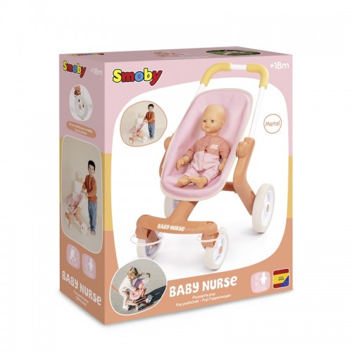 Коляска для ляльки Baby Nurse 'Теракотова пудра. Прогулянка', з поворотними колесами, 18 міс.+