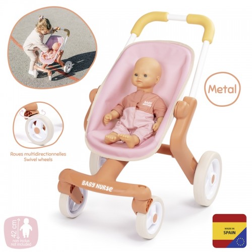 Коляска для ляльки Baby Nurse 'Теракотова пудра. Прогулянка', з поворотними колесами, 18 міс.+