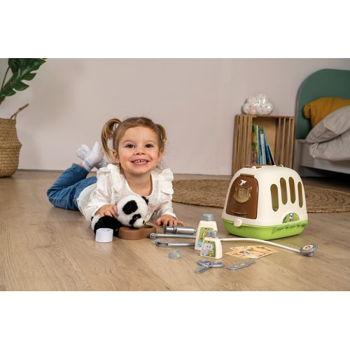 Ігровий набір 'Переноска для догляду за тваринами' з пандою, 10 аксес., 25х19х20 см, 3+