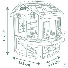 Будинок Smoby Life 'Садівник' з кухнею та мийкою, 16 аксес., 132х144х140 см, 2+